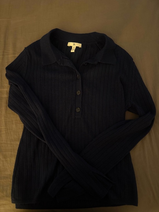 Banana Republic Tops - Banana Republic Navy Merino Button-Up Sweater